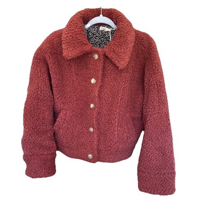 Faherty Timber Ridge High Pile Fleece Jacket in Henna Size Medium New with Tags