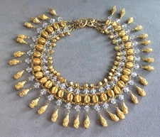 Perfect Vtg JOMAZ Amazing Dangle FRINGE Crystal NECKLACE 18" Egyptian Revival