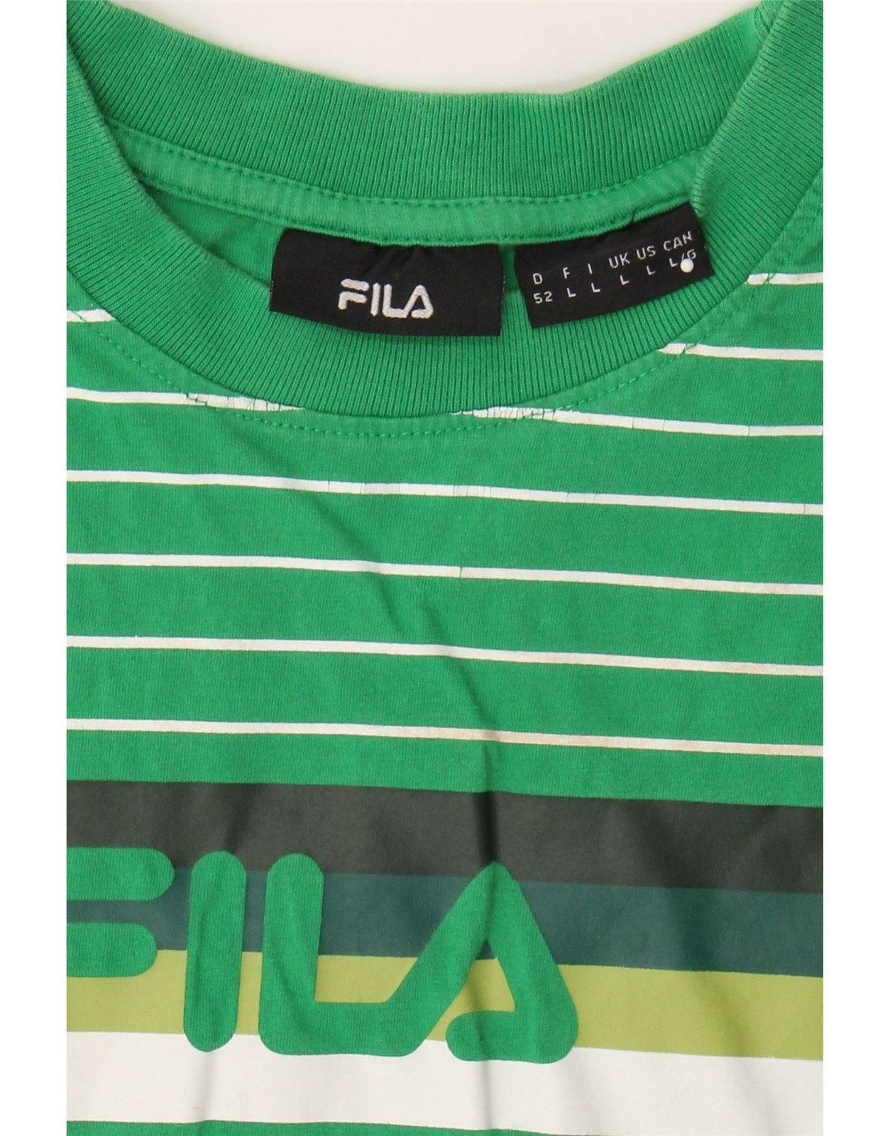 FILA Maglietta Uomo Grafica Top Grande Verde Rigato Cotone CJ15
