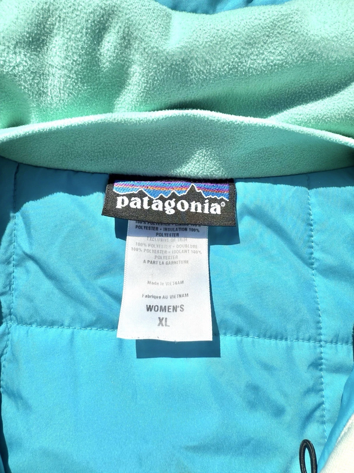 OFF WHITE Giacca donna Patagonia sci snowboard isolata snowbelle taglia XL bianco sporco blu