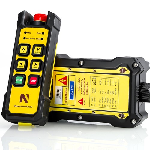 NEWTRY Wireless Crane Remote, 12V 4 Button Industrial Crane Controller Hoist