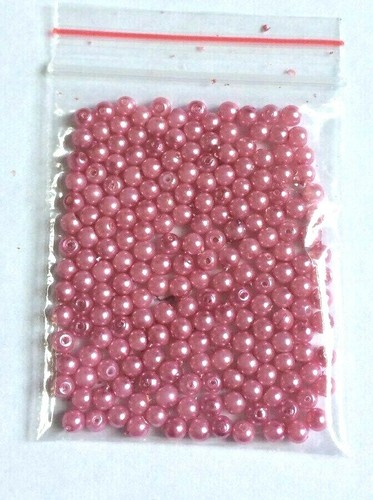 100 x Candy Floss Pink Coloured Glass Pearl Round Beads - Size 3mm. - Picture 2 of 2