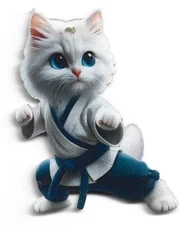 Whimsical Kung Fu Kitty - Martial Arts Cat Ornament - Acrylic Decoration