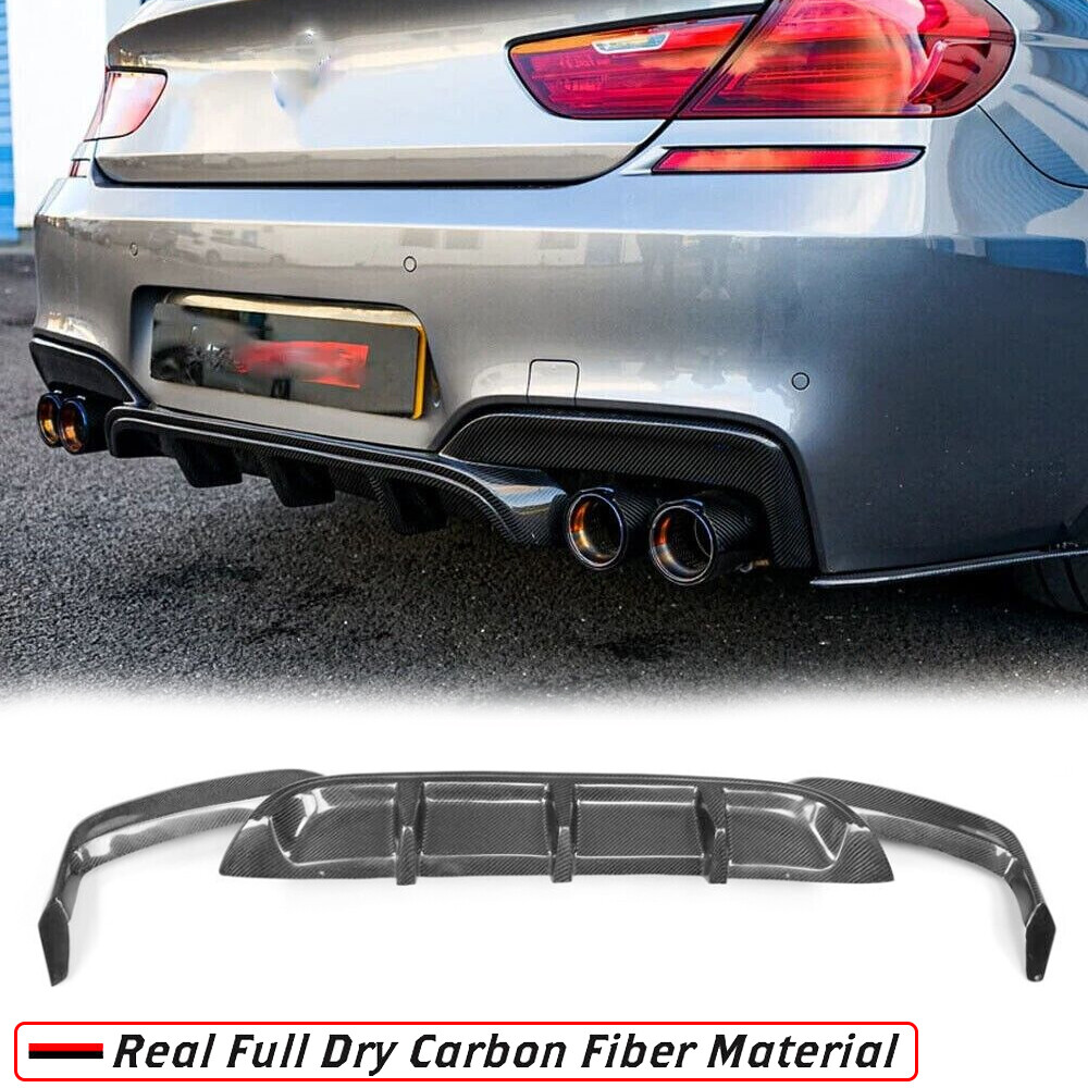 For BMW F06 F12 F13 M6 M Sport Bumper 2012-16 REAL Carbon Rear Diffuser Spoiler