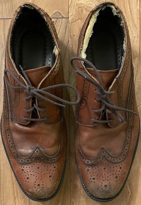 DOCKERS Mens Brown Wing Tip Dress Shoes Size 7.5M with Rubber Sole FREE SHIPPING