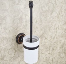 Black Oil Rubbed Bronze Wall Mounted Bathroom WC Toilet Brush Holder Set fba219