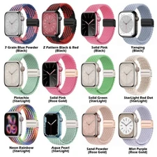 Braided Magnetic Elastic Loop Band for Apple Watch Adjustable Strap For iWatch