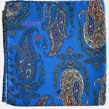 NEW ETON Multi-Color PAISLEY Print 100 SILK Pocket Square Handkerchief ITALY