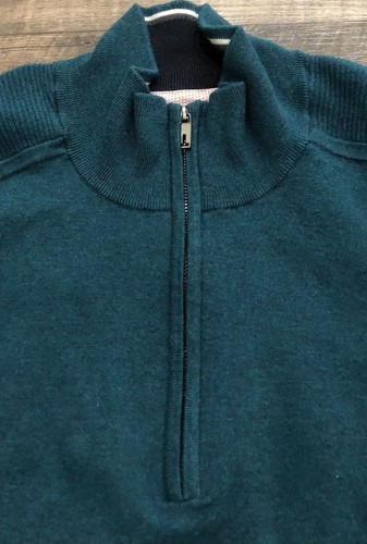 Ted Baker Mens Size 6 Green 1/4 Zip Long Sleeve Sweater Pullover - Picture 2 of 7
