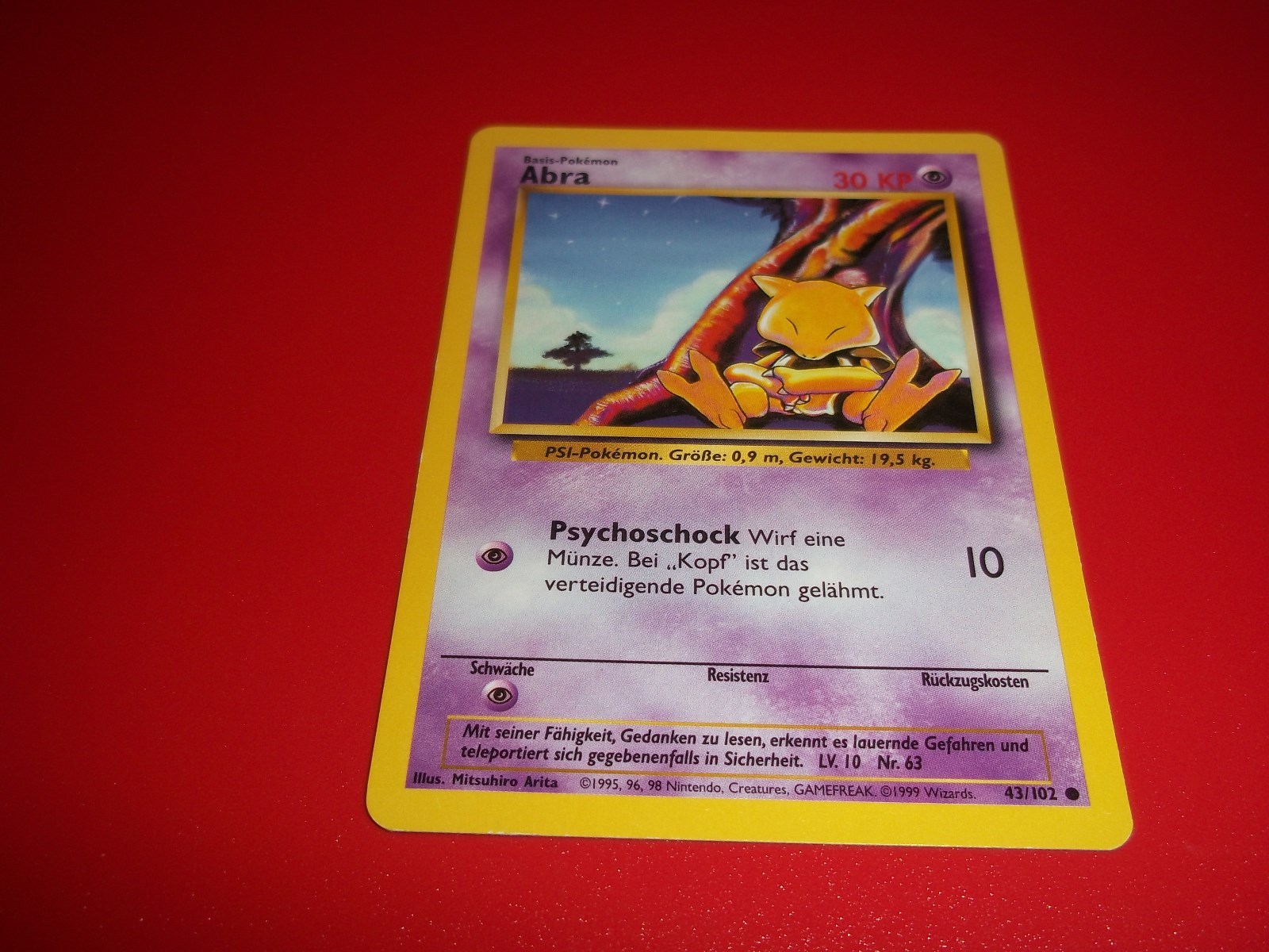 Pokemon Card Abra Base Set Shadowless Mint 43/102 