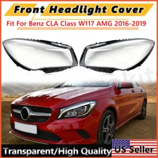 Pair Front Headlight Lens Cover For Mercedes-Benz W117 CLA250 CLA45 AMG 2016-19