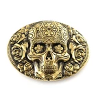 Santa Muerte belt buckle, solid brass Skull El Día de Muertos