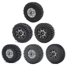 1.0" Beadlock CNC Wheel Rims + Mud Tires Set for Axial SCX24 1/18 Traxxas TRX4M
