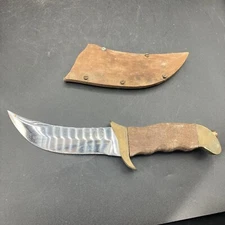 Vintage Connecticut Valley Arms Bowie Knife Made In Spain With Wooden Scabbard