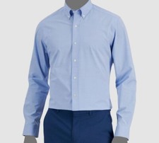  60 Club Room Men's Blue Slim-Fit Stretch Long-Sleeve Dress Shirt Size 18-18.5