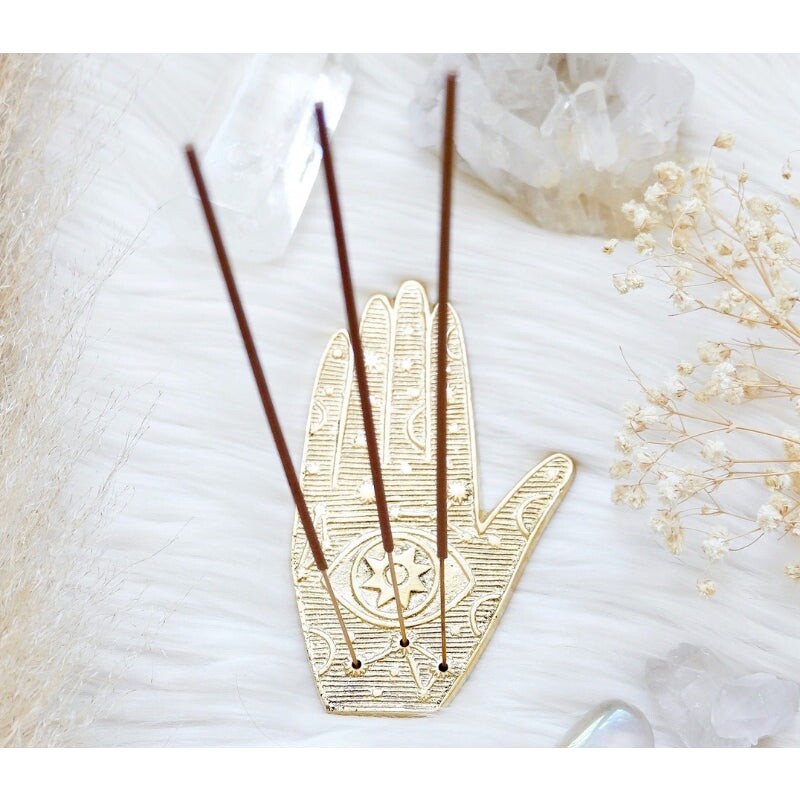 NEW Goddess Provisions Healing Hand Incense Holder Brass Spiritual Decor Gift