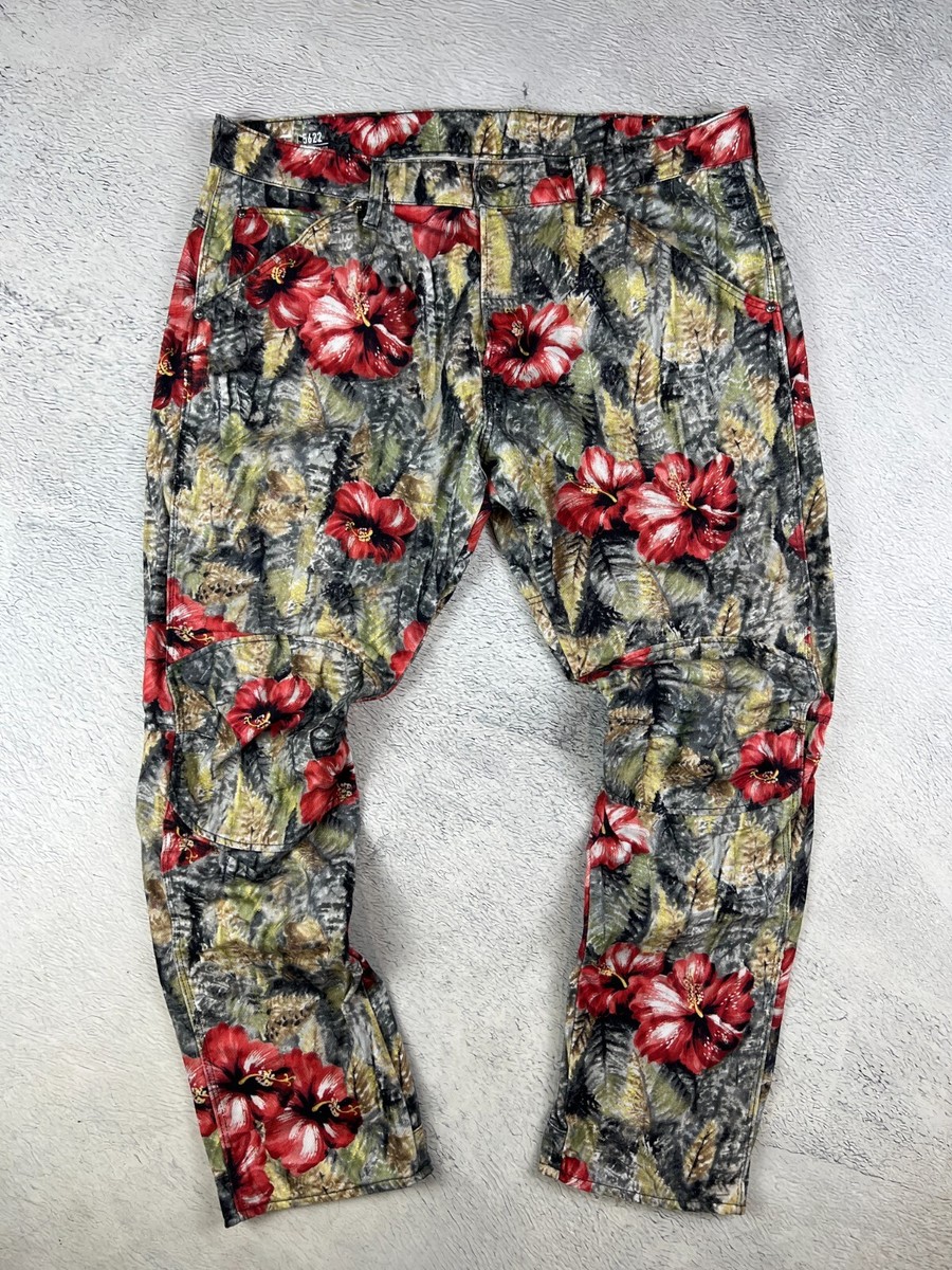 G Star Raw 5622 3D Tapered Floral Jeans Size 36x30 Pharrell