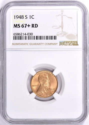 1948 S Lincoln Cent NGC MS-67+ RD ~ $1,380 Value!