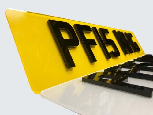 Road Legal Front & Rear 4D Laser Cut Gloss Black 5MM THICKNESS Number Plates - Picture 1 of 11