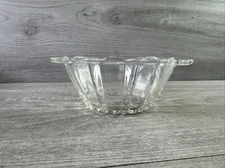 Vintage Clear Pressed Molded Glass Dish with handles MISSING LID