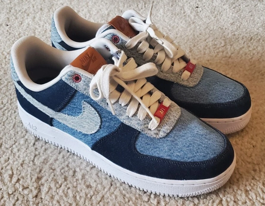 NIKE LEVIS Air Force 1 By You Id CUSTOMS Blue Denim White Mens Size 9.5 🤩 | eBay