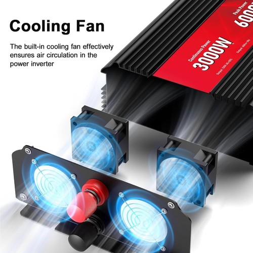 Tragbarer 3000W Auto Wechselrichter mit 2 AC Steckdosen & 2,4A USB - Ultimative Stromquelle - Bild 7 von 9