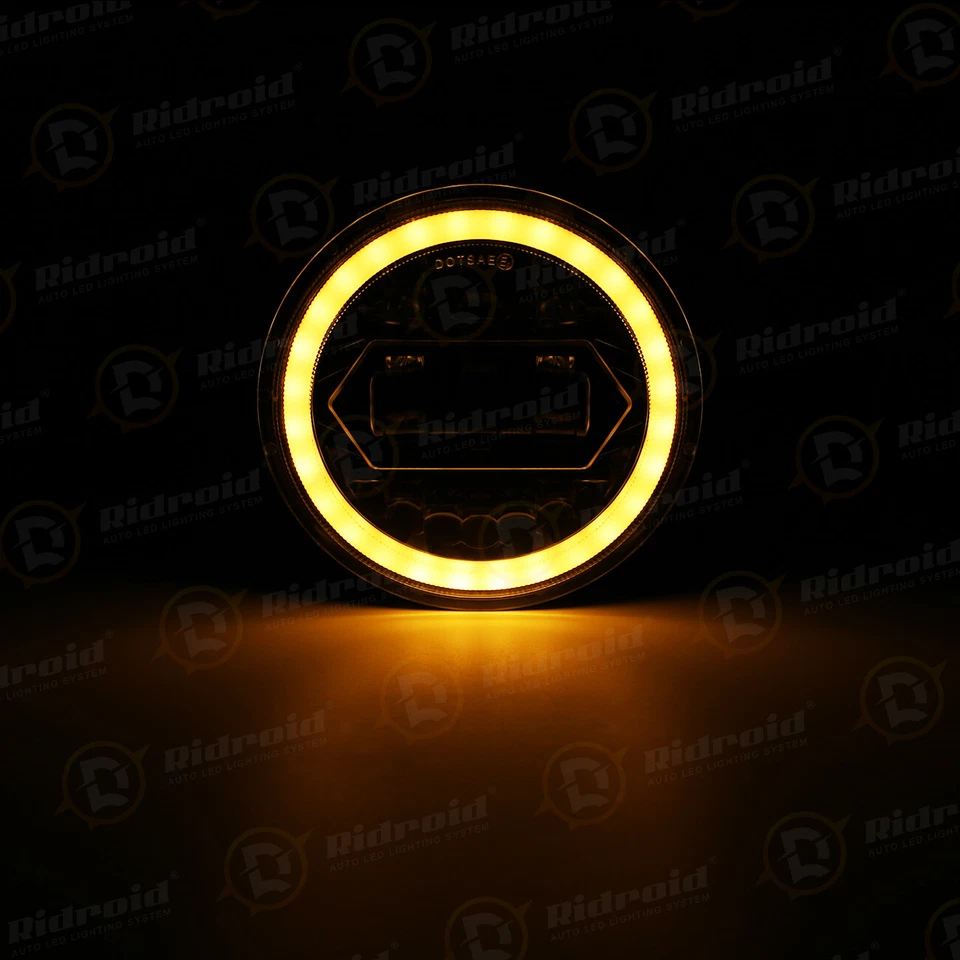 Faro LED halo redondo de 1 pieza de 5,75" 5-3/4" pulgadas y señal de giro ámbar blanco DRL Foto 4 de 4