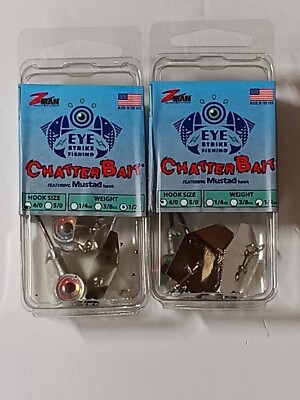 2 Packs  Z Man  Eye Strike Chatterbait Hook Size 4/0 . Weight 1/2 oz. Silver 