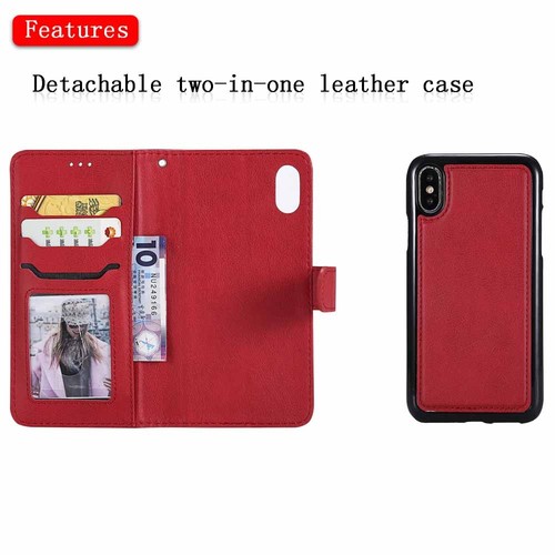 Magnetic Removable Leather Wallet Flip Case Cover For iPhone 11 6s 7 8 XR XS Max - Picture 42 of 45