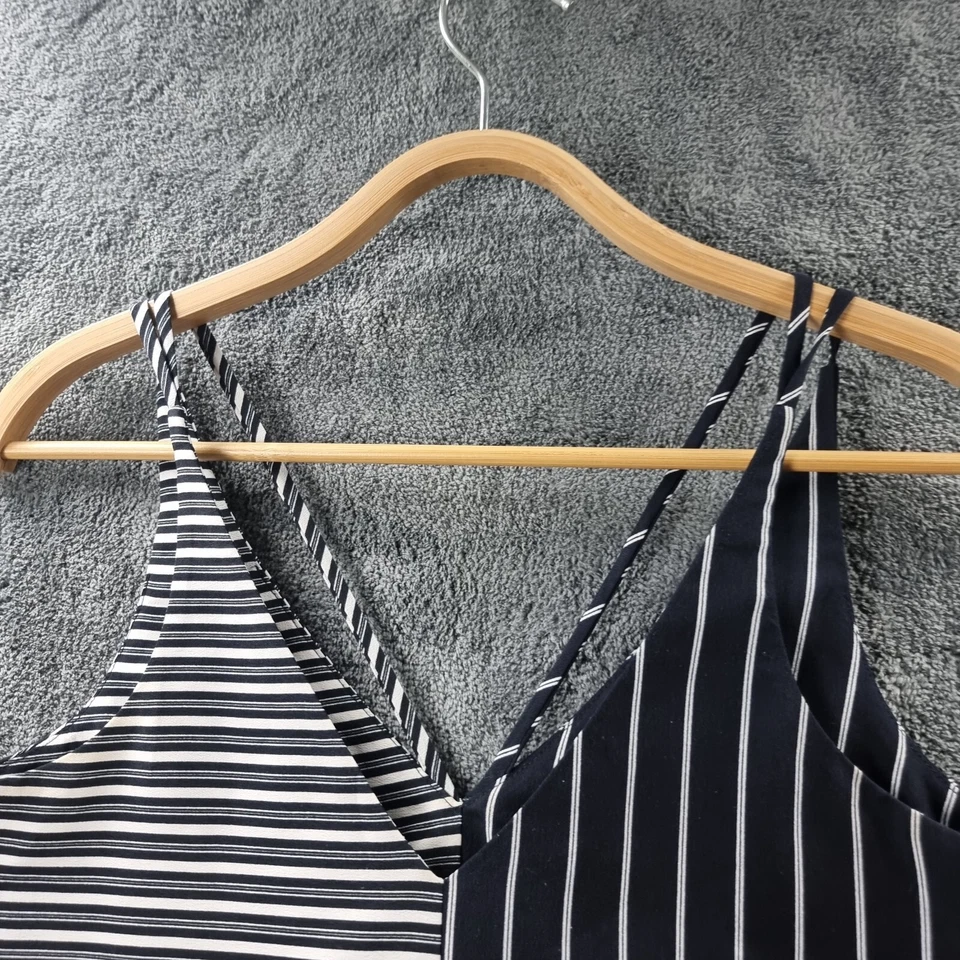 Top camisola mujer TOPSHOP talla 6 negro blanco rayas sin mangas cuello en V Foto 4 de 4