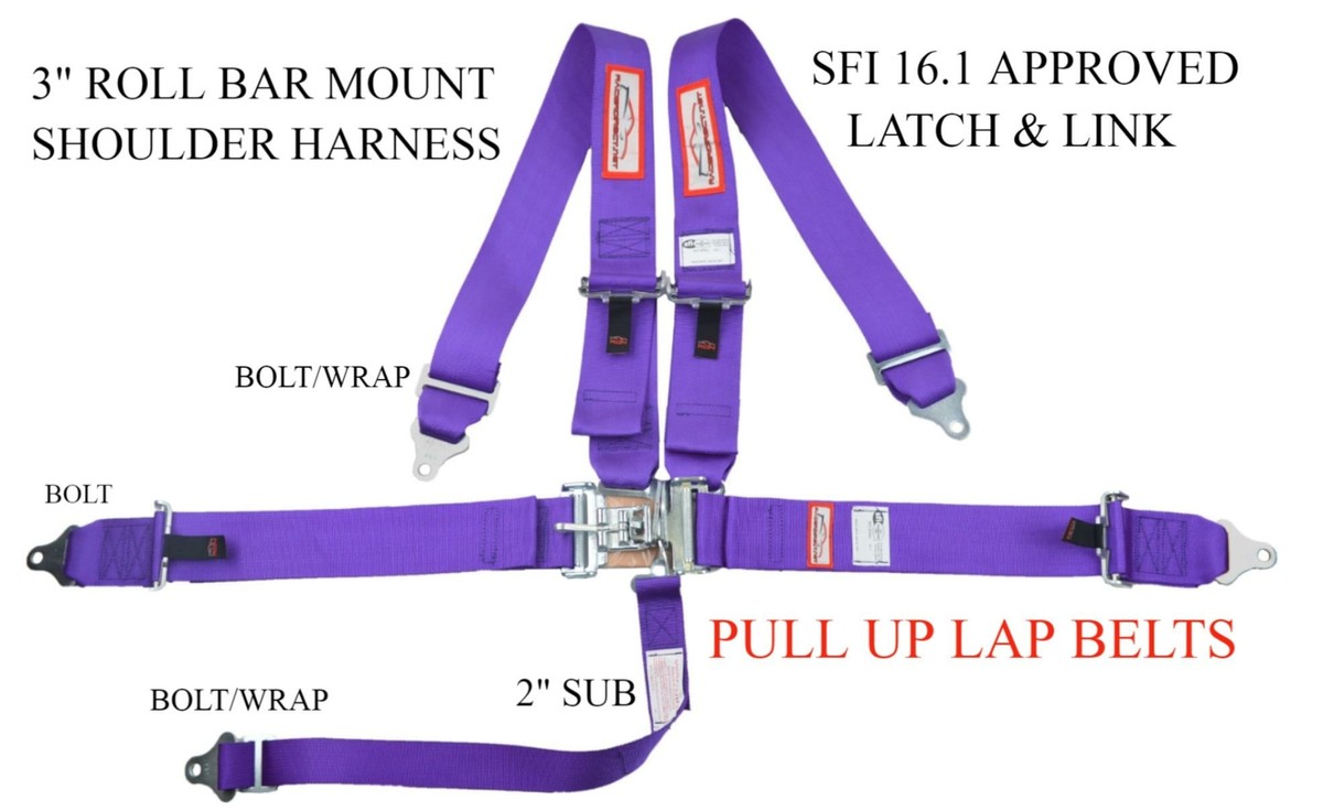 NHRA IHRA APPROVED RACING HARNESS SEAT BELT SFI 16.1 PULL UP BOLT