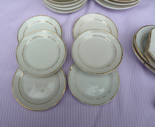Antique Miniature Dinner Set Service Childs Gilt Trim Porcelain 33 pieces - Picture 13 of 24