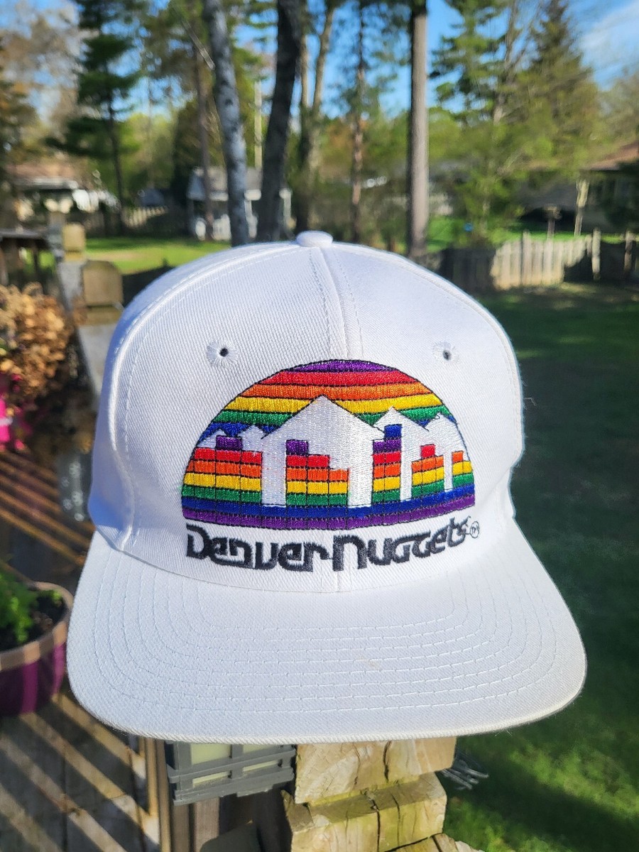 Vintage RARE Denver Nuggets NBA Sports 1990s White Hat Cap Vtg