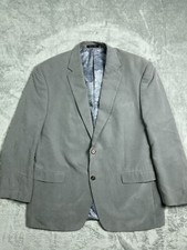 Mens 46R Blazer Sport Coat CHAPS Faux Suede Gray Single Breast Paisley Lined