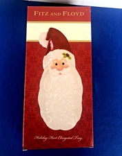 Fitz And Floyd Holiday Hoot Elongated Tray Santa Claus Open Box Stock MSRP $40
