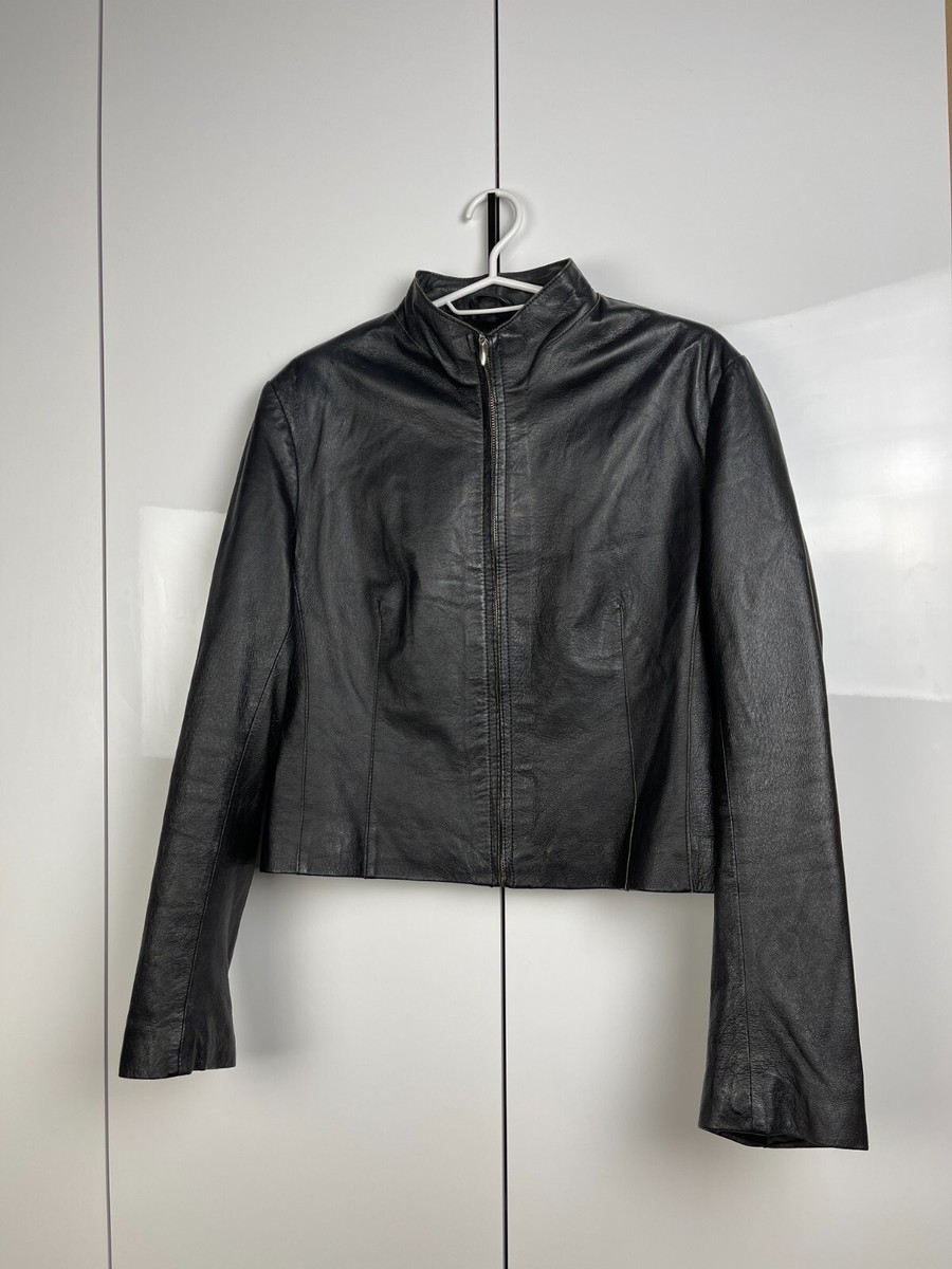 y2k real leather fur coat 平成ギャル Vintage Xhilaration Y2K Geniune Leather Faux Fur Trim Jacket