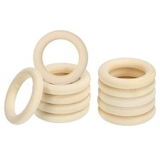 1.6" Natural Wooden Rings, 15Pcs 7mm Thick Unfinished Wood Ring Wood Loop 40mm