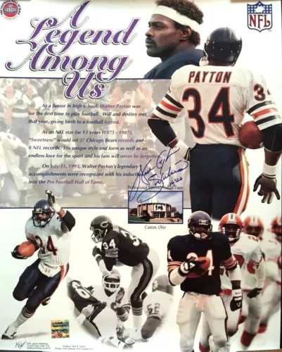 Walter Payton signed auto Bears Legend Among Us 16x20 inscribed Sweetness 16,726