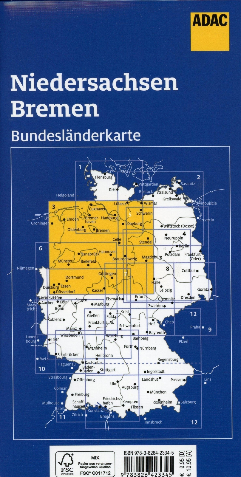 Thumbnail - Adac Bundesländerkarte Deutschland 03 Niedersachsen, Bremen 1:300.000