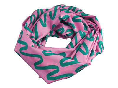 Damen-Loopschal Making Waves Wellen rosa petrol ca. 25 x 140 cm -100% Baumwolle