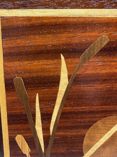 Vintage Marquetry Wood Inlay Framed Art Yukon Collection Alaska Plants 12”x9” - Picture 2 of 8