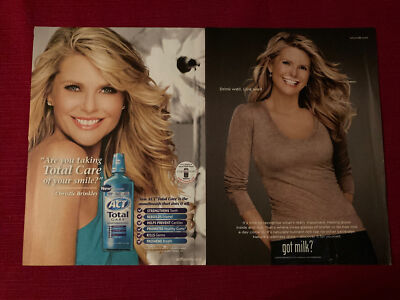 (2) Christie Brinkley for Got Milk? Act Total Care Print Ad - Great to Frame!