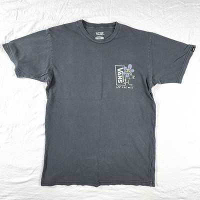 Vans Off The Wall Mens T-Shirt Small Gray Trippy Grin Floral Short Sleeve