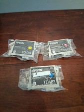 3 New Genuine Epson 48 Ink T0482, T0484, T0485 Cyan, Magenta And Yellow NIP 2001