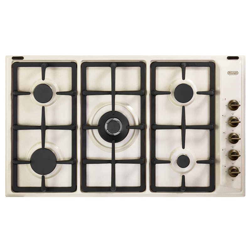 DE LONGHI AVL59PRO PIANO COTTURA DA 90CM 5 FUOCHI A GAS GRIGLIE IN GHISA AVENA