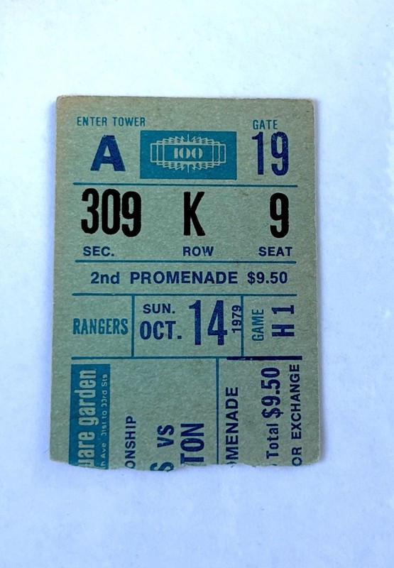 1979 New York Rangers stub MSG IV -    10/14/79 HOF Esposito- Maruk 4 Goals