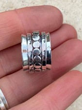 Statement Spinning Ring, Wide Sterling Silver Spinner Ring Meditation F.R 35
