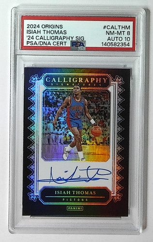 2024-25 Panini Origins Isiah Thomas SSP Calligraphy On Card PSA 8 Auto 10