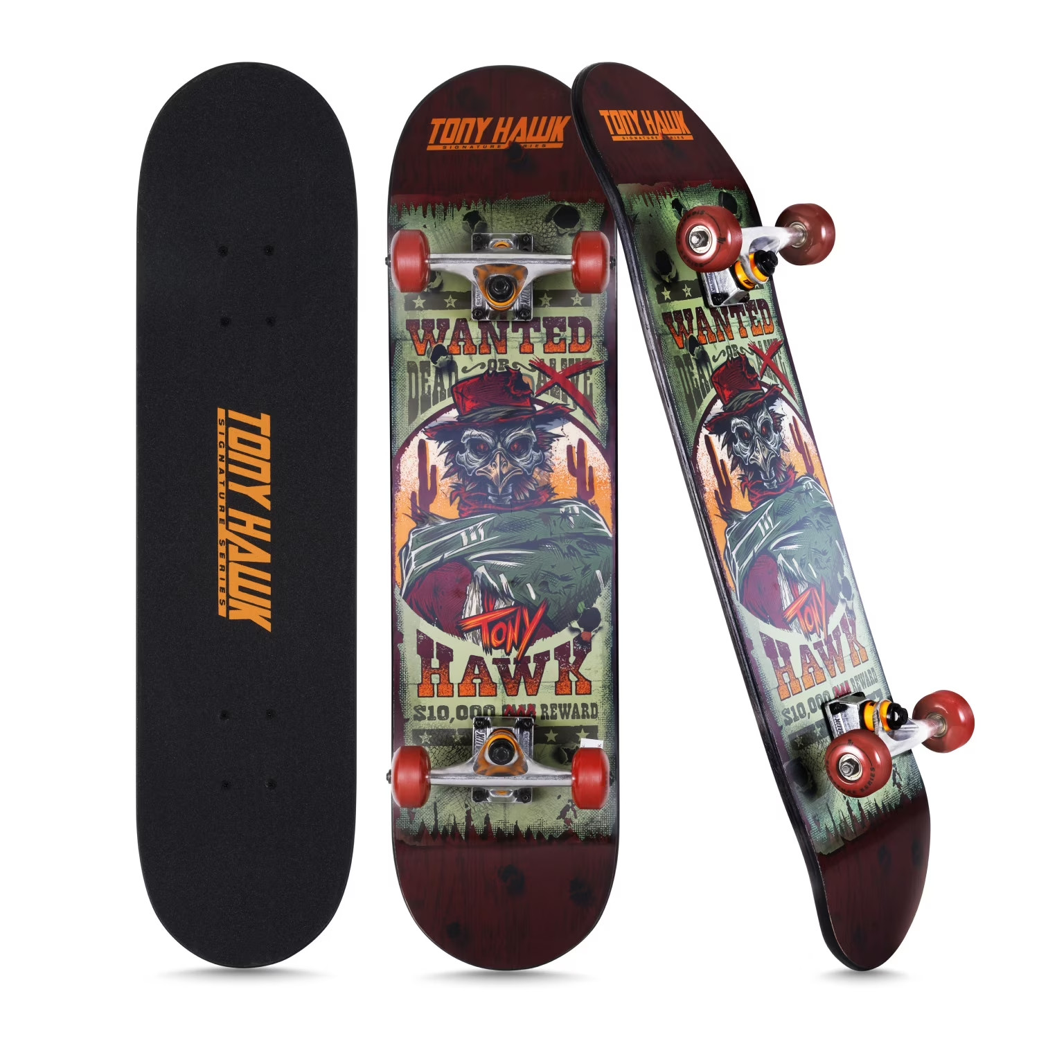 Series 31" Skateboard for Beginners, First Time Skateboarder, Wanted Hawk