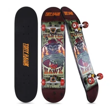 Series 31" Skateboard for Beginners, First Time Skateboarder, Wanted Hawk